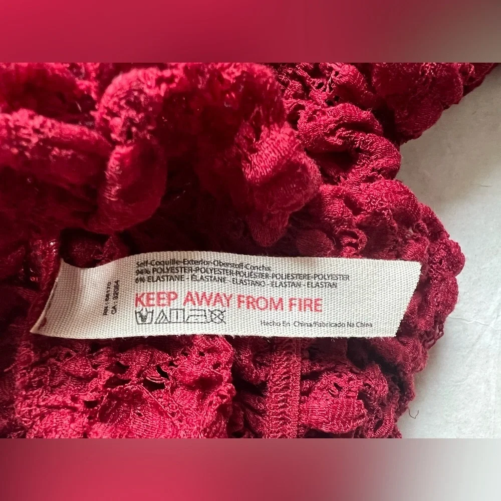 Free People Intimately FP Day And Night Lace Thong Bodysuit Women Sz M Red NWOT